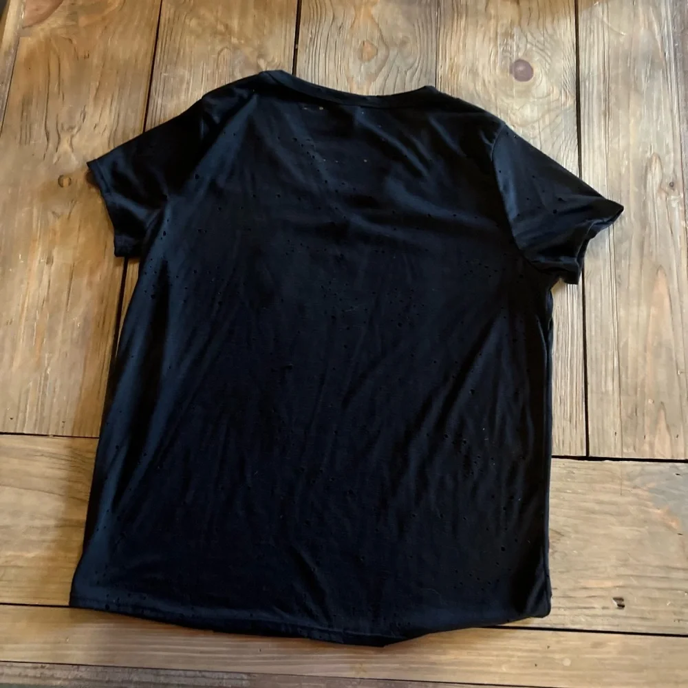 Oversized Distressed Band Tee Rocker V Neck - Picture 5 of 5